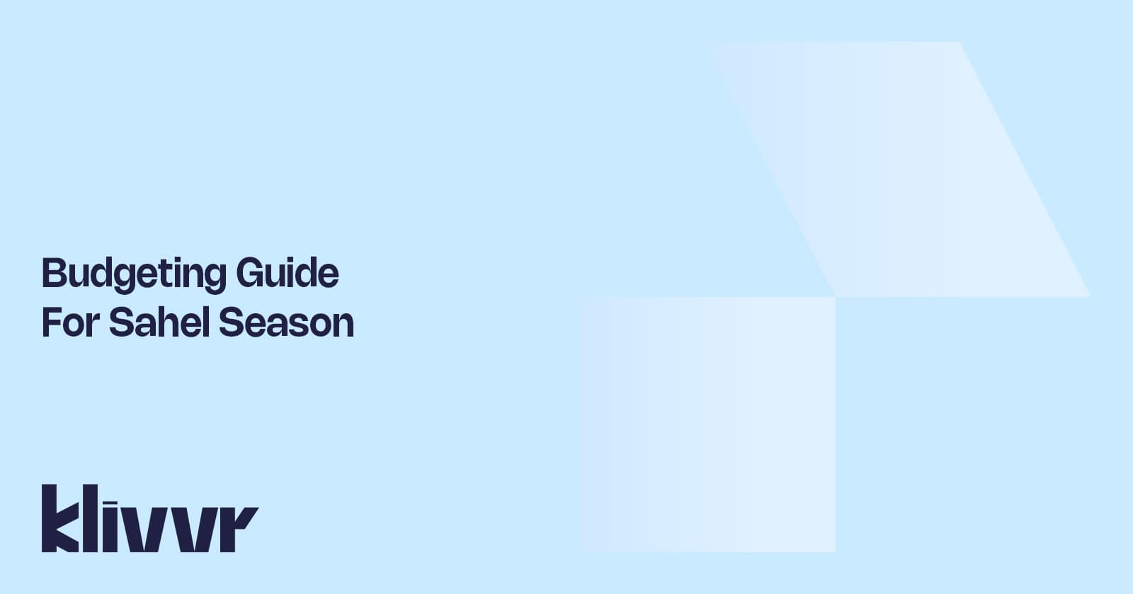Budgeting Guide for Sahel Season
